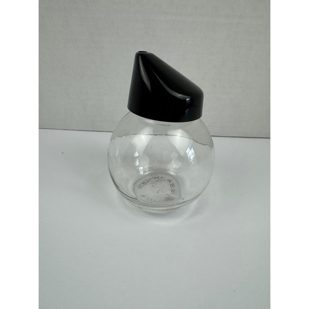 Vintage West Germany UWO Weiss Glass Sugar Shaker Black Pour Lid Mid Century